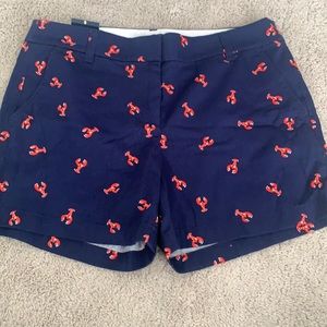 NWT J.Crew 5” Navy shorts with Lobster Print